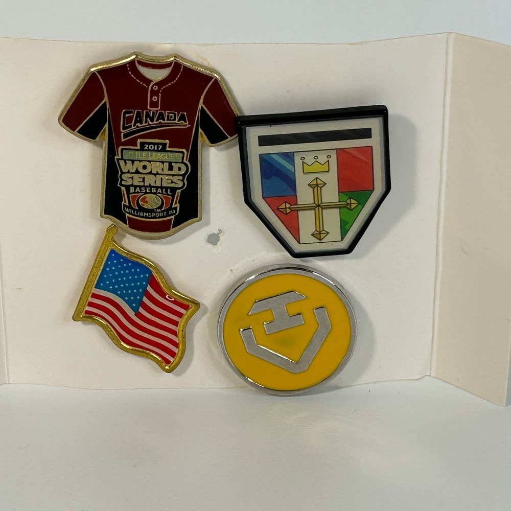 Enamel Pin‎ Lot 4 USA Flag Canada 2017 LLWS Baseball Crest Collectible
